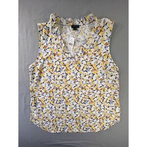 Ann Taylor Factory Floral Sleeveless Ruffle Vneck  Tank Top Womens Large NEW